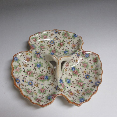 ★チンツ/chintz 柄 ビンテージ　日本製/Made in Japan キャンディーディッシュ　フローラル 新入荷【中古】