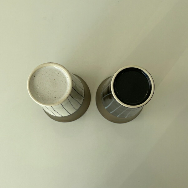 ～MINO-YAKI～ペアロングカップお祝い和風御礼プレゼントおしゃれ上品就職記念日ストライプ金