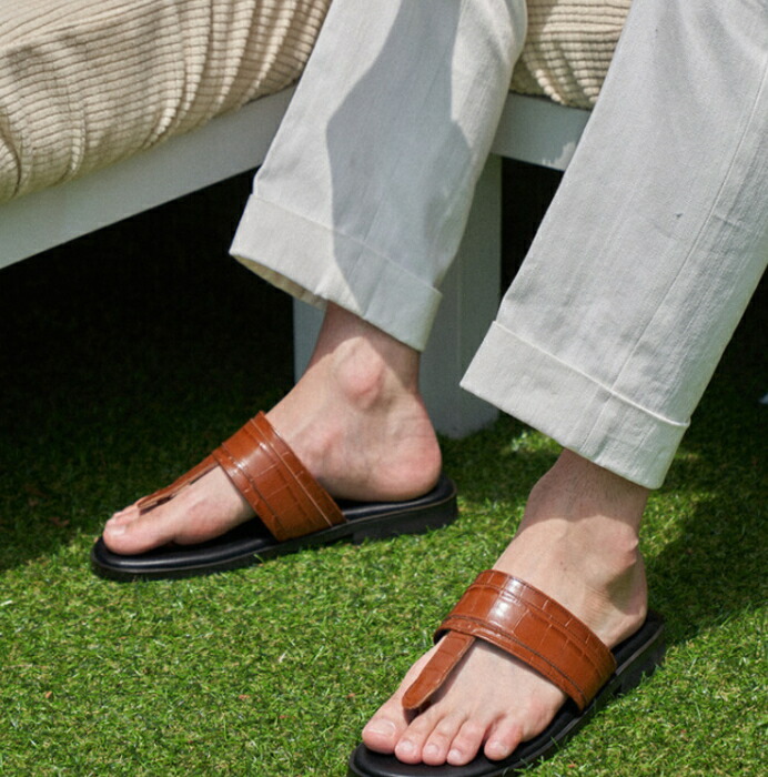 楽天市場】レザーサンダル サンダル クロコ型押しサンダル メンズ