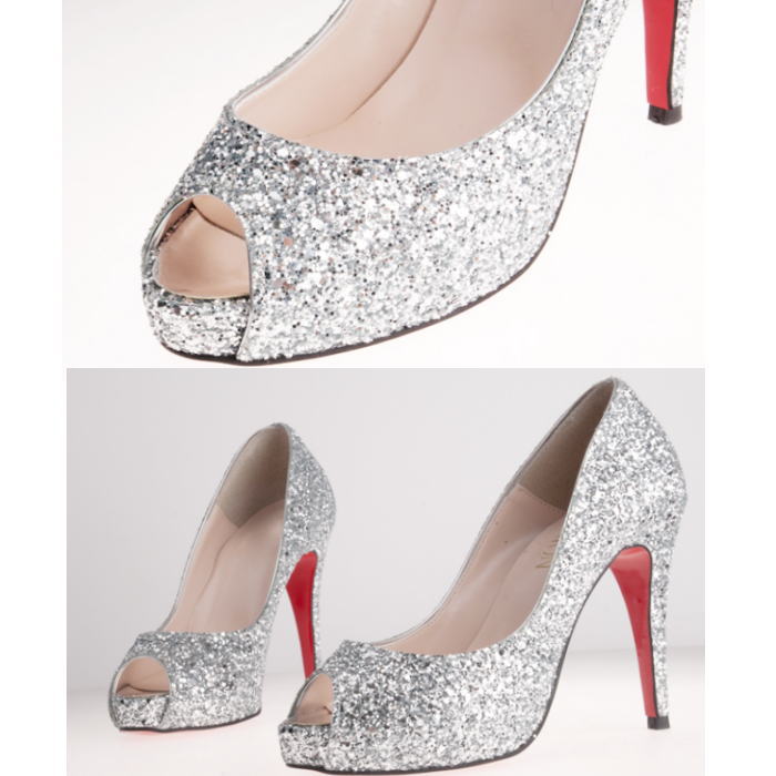 レッドソールオープントゥラメパンプス 本革 レザー ハンドメイドシューズ