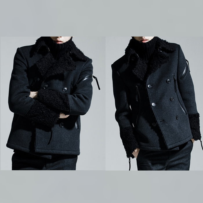 ファー切り替えｐコート 全1色 メンズコート ハンドメイド