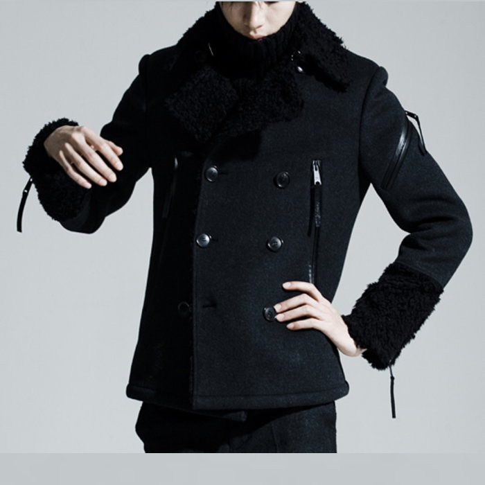 ファー切り替えｐコート 全1色 メンズコート ハンドメイド