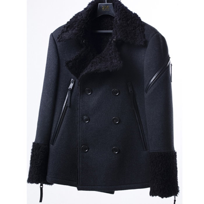 ファー切り替えｐコート 全1色 メンズコート ハンドメイド