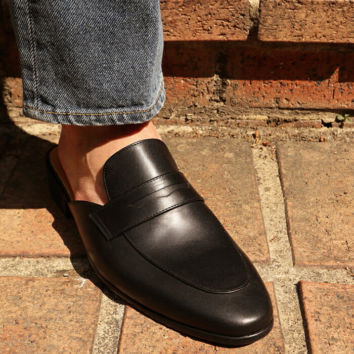 レザーローファーサンダル オーダーシューズ ローファーサンダル ローファー