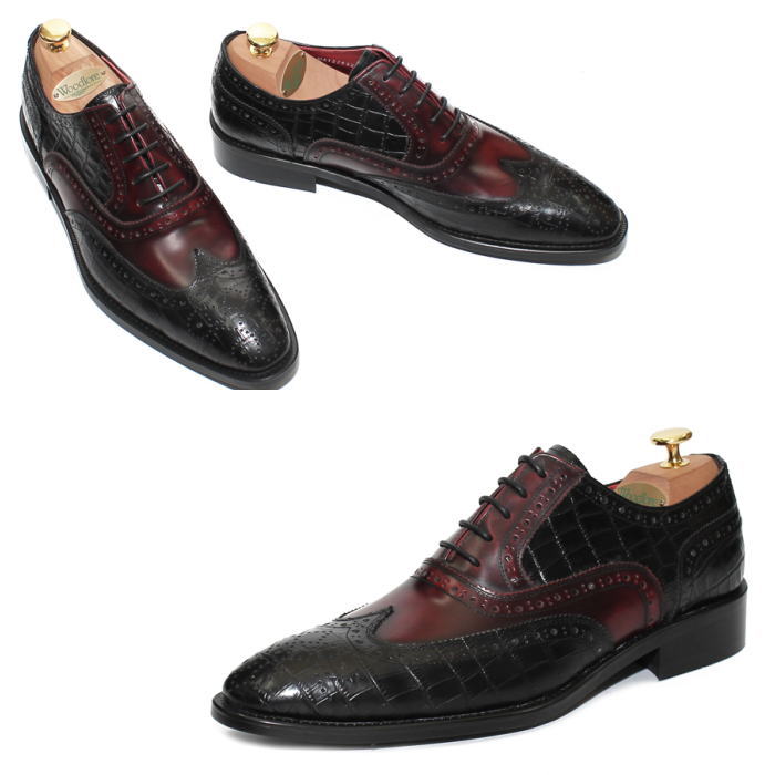 最新コレックション 楽天市場 クロコ型押し レザーシューズ 異素材切り替えウィングチップシューズ メンズ レザーメンズシューズ ハンドメイド レザー 本革 靴 最新トレンド靴 Share 100 の保証 Fcipty Com