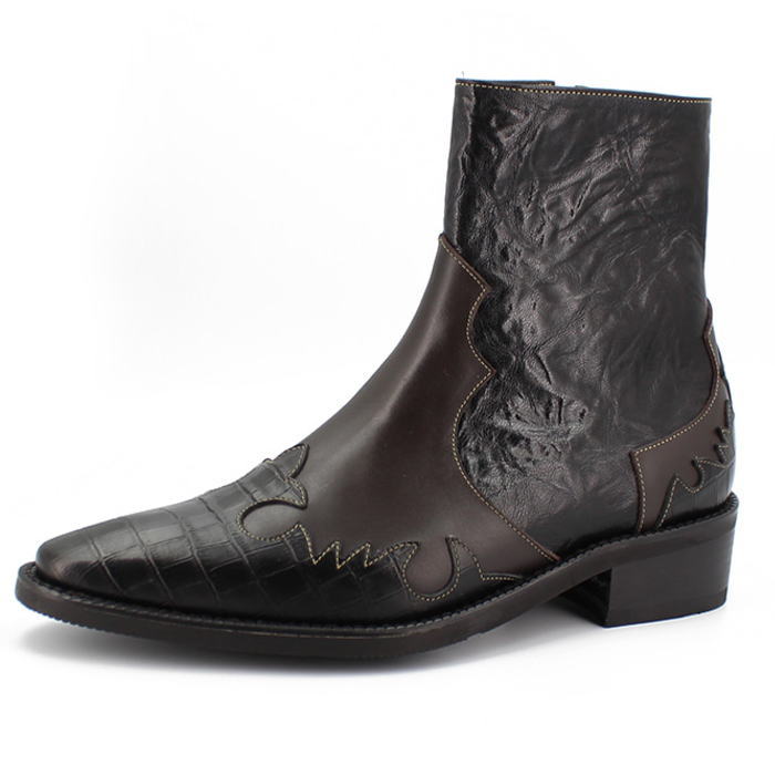 黒 クロコ 型押し サイドジップ　ウエスタンブーツ　26.5㎝ 黒 クロコ 型押し サイドジップ ウエスタンブーツ 26.5㎝ 楽天市場