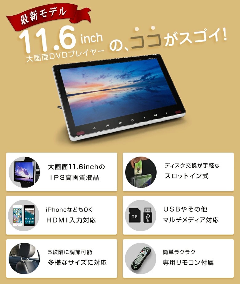 アウトレット 車載用モニター Dvdプレイヤー 11 6インチ 大画面 後部座席 車用 Dvd 車載 Ips 液晶 105万画素 高画質 モニター Hdmi 簡単 取付 スマホ対応 Iphone対応 リモコン リアモニター Mydrap Com アウトレット 車載用モニター Dvdプレイヤー 11 6インチ 大画面 後部座席 車用 Dvd 車載 Ips 液晶 105万画素 高画質 モニター Hdmi 簡単 取付 スマホ対応 Iphone対応 リモコン リアモニター Mydrap Com