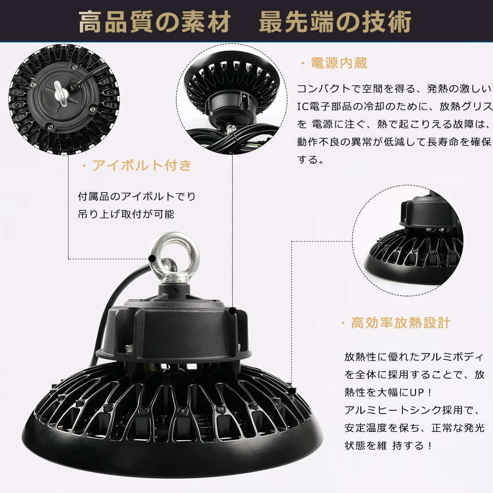 高天井用led照明 150W 30000lm 1500W相当 LED投光器 水銀灯LED化 高