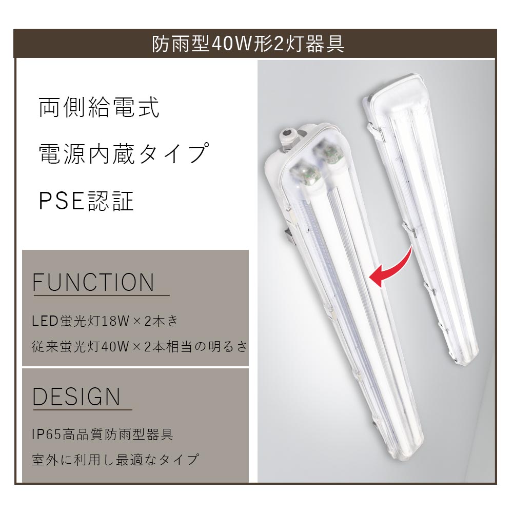 TOSHIBA LEDTS-42183M-LS9 直管LED 非常用 40形2灯 防湿・防雨形