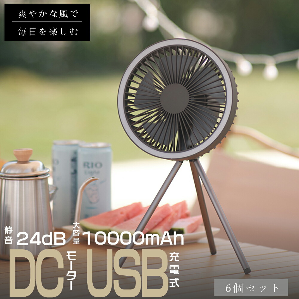 6個セット 扇風機 サーキュレーター DCモーター 静音 コードレス お手入れ簡単 扇風機 卓上 吊り下げ 壁掛け USB扇風機 強力 リビング おしゃれ 小型 軽量 コンパクト USB 省エネ 強風 軽い 充電式 3段階風量調節 LEDランプ付き 10000mAh 27時間連続使用 熱中症対策 節電 夏