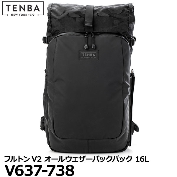 【送料無料】 TENBA V637-738 フルトンV2 オールウェザーバックパック 16L ブラック/ブラックカモ [カメラバッグ リュック ロールトップ テンバ fultonV2 国内正規品]｜写真屋さんドットコム