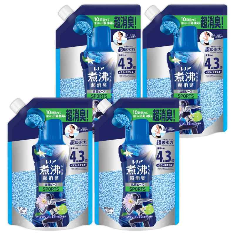 レノア 煮えくり返る気泡管水準器超消臭 抗菌ビーズ SPORTS クールリフレッシュ\u0026amp;カンキツ類の芳ばしさ 詰め替え 1810mL×4袋 [大電気容量] [入れもの品] 延性のある剤と集まりに使って成り行き長続き