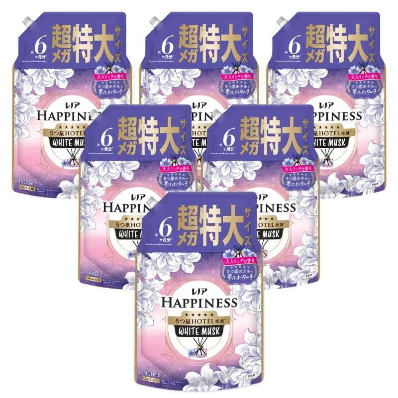 レノア ハピネス 5つ星ホテルの夢ふわタッチ 柔軟剤 ホワイトムスクの香り 詰め替え 1900mL×6袋 [大容量] [ケース品]