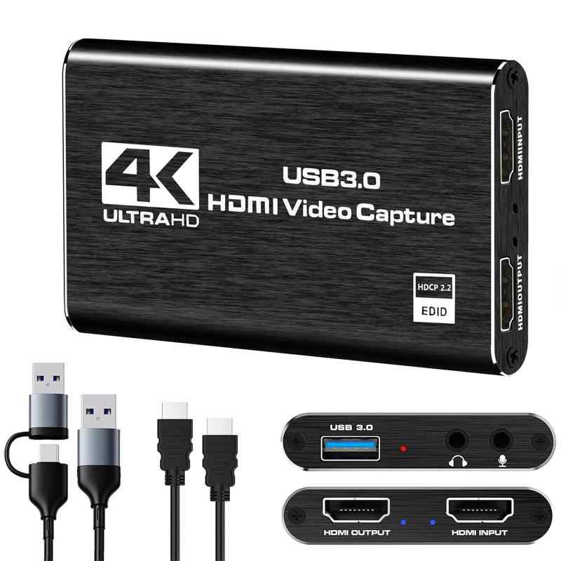 2025最新キャプチャーボード Switch 1/2 対応 4K HDMI パススルー 1080P 60FPS USB 3.0 高速伝送 超低遅延 ビデオゲームキャプチャー ボード PC/PS4/PS5/Xbox/Wii U/ウェブカメラ/スマートフォン