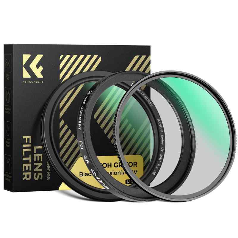 K&F COEPT UVフィルター+アダプターリング+1/4ブラックミストフィルター フィルターセット Ricoh GR II GR III GR IIIx GR IIIx HDF GR4 対応 保護フィルター ソフト効果 ソフトフィルター 28