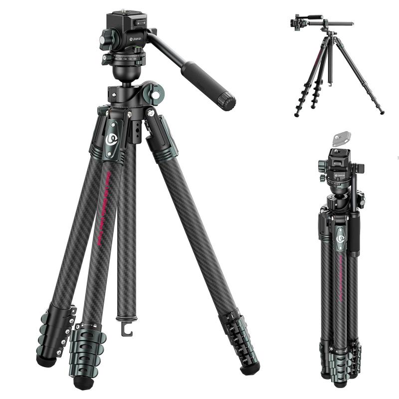 JJ06 カーボン三脚 トラベル三脚 187CM Ukaクイックリリース ビデオカメラ三脚 360°パノラマ雲台 2段式中心軸 5段階調節 耐荷重18KG スマホ 三脚 一眼レフ/カメラ/ミラーレス/ビデオカメラ/