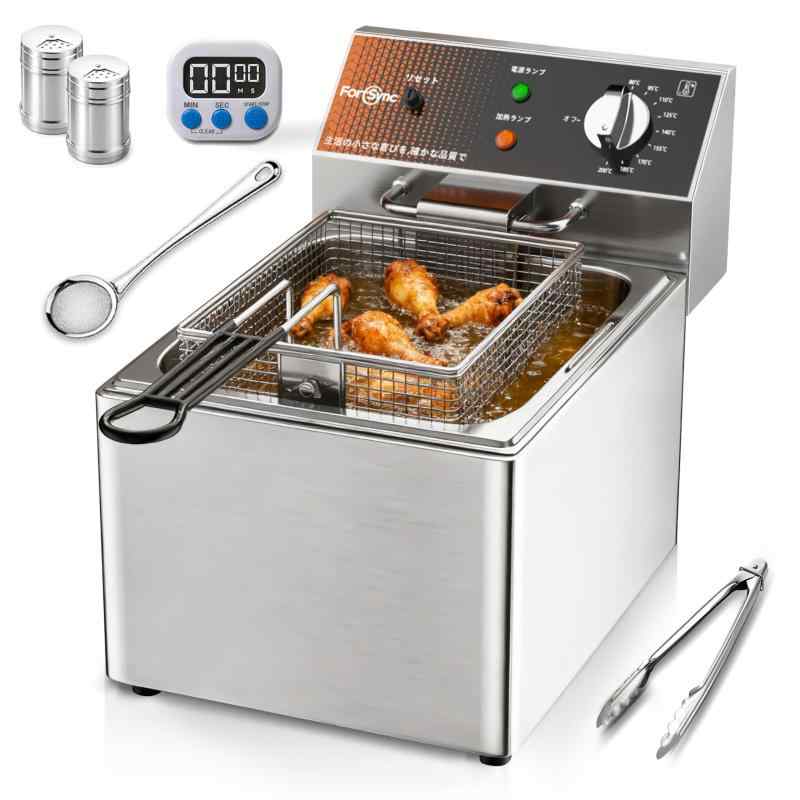 フライヤー お役目用 12L タイマー属する 大電気容量 卓上フライヤー 80-200℃体温合わせる ステンレス鋼 明かりフライヤー 省エネ 身寄り用 揚げ物用 お取りつくろう飾り気のない 日本語の書きあらわす書付き添い人 (100/110V)