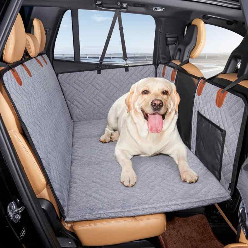 最新改良素材 ペットドライブシート 後部座席 犬 車 シートカバー 丈夫 空間拡張 汎用 汚れ防止 防水 滑止め 可視メッシュ窓 傷つきにくい 取り付け簡単 折り畳み式 安全ベルト付き 洗濯可