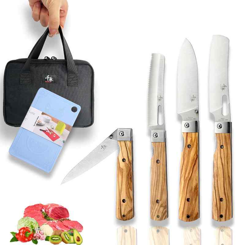 440 Forged Stainless Steel Folding Chef Knife Pee Utility Knife Fruit Knife Colorful Wood Handle Camping Barbecue Outdoor Poc｜シャッター小町