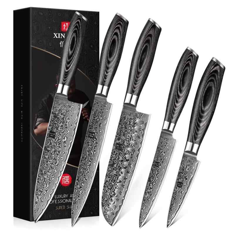 牛刀包丁 三徳包丁 67層ダマスカス鋼 Santoku 多機能シェフナイフ - 調理用 野菜ナイフ - 人体工学的なPakka木ハンドル - ギフトボックス付き