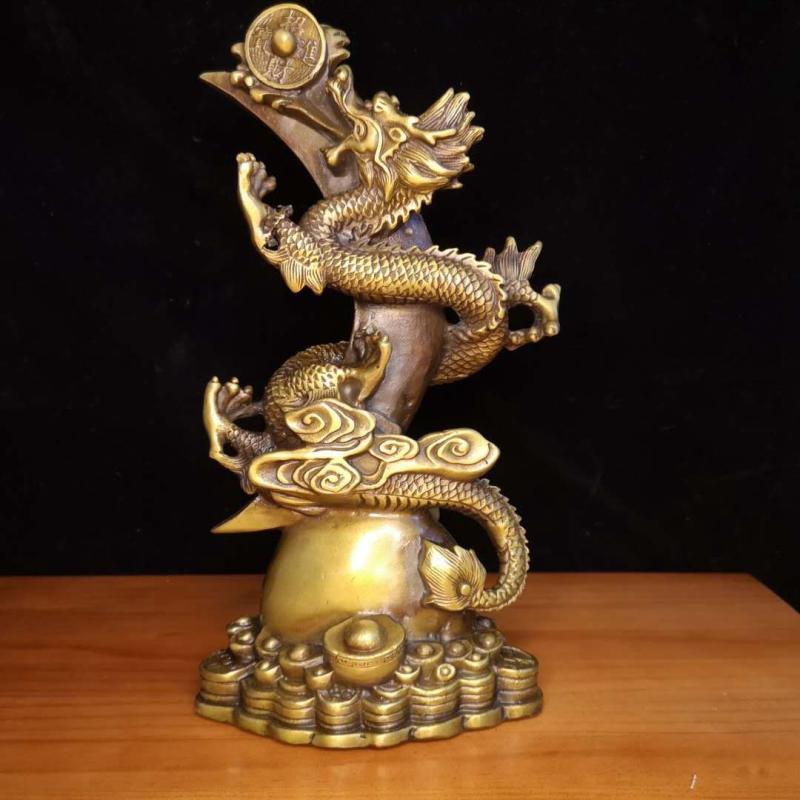 オブジェ オーナメント 置き物 装飾品 インテリア雑貨 小物 龍 竜 辰 ドラゴン 十二支 干支 縁起物 開運祈願 招福 個性的 おしゃれ お洒落 存在感 高級感 玄関 リビング デスクトップ プレゼント ギフト 贈り物 ゴールド 金 ブラウン 茶色