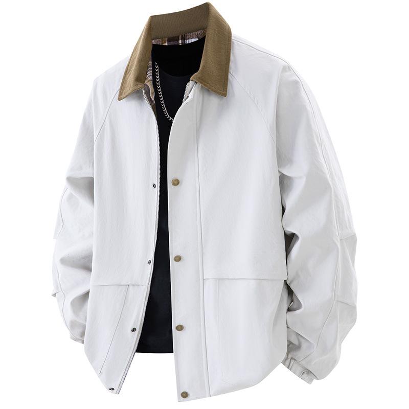 ジャケット 男性用 大きいサイズ ゆったり 襟付き トップス 無地 ブラック カーキ 紫色 軍緑 L XL 2XL 3XL 4XL 5XL 6XL 7XL 8XL 9XL 春秋