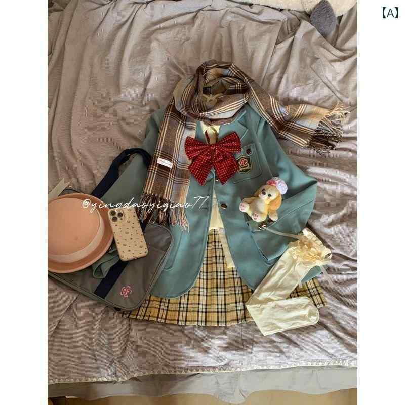 セットアップ レディース JK制服風 春物 スーツ ジャケット シャツ チェック柄プリーツスカート 長袖 ガーリー スタイル かわいい 上品｜シャッター小町