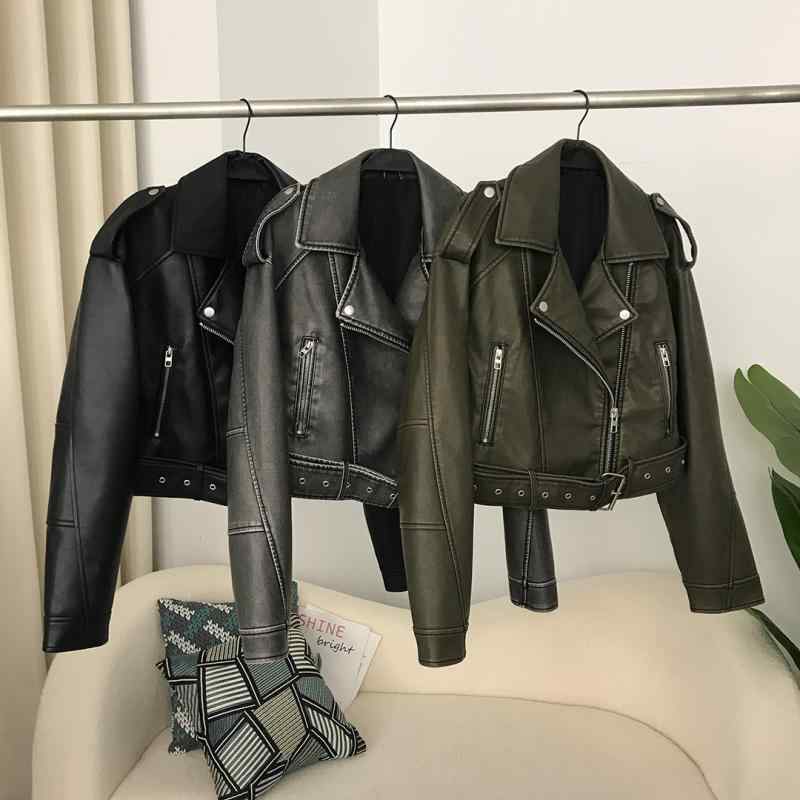 ジャケット レディース 女性用 婦人服 春秋 レザージャケット ライダースジャケット ショート丈 襟付き スタイル スリムフィット PU ブラック グレー ベージュ系