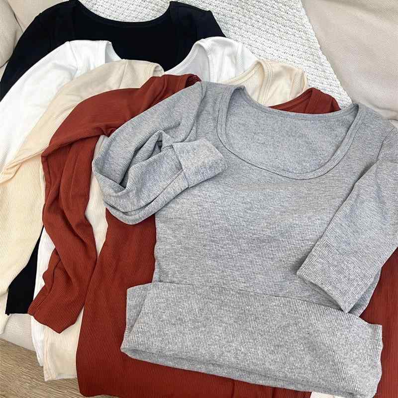 カットソー レディース 長袖 裏起毛 あったか インナー カップ付き スリムフィット 着痩せ トップス 白 グレー 黒 赤 肌色(x10)