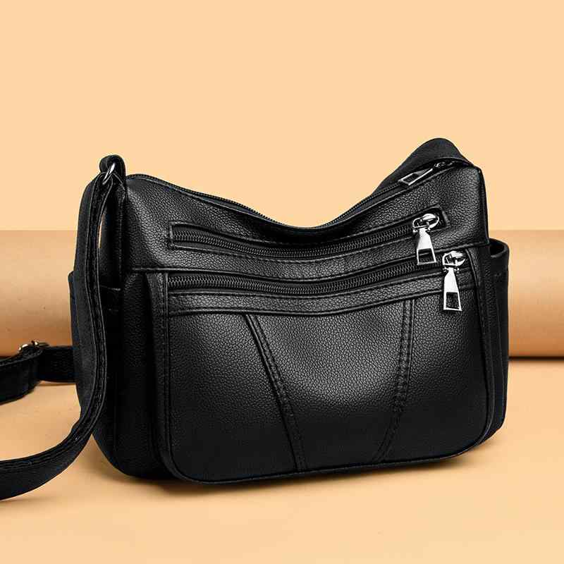 マザーズバッグ 高齢者向け 大容量 ショルダーバッグ 斜めがけ 鞄 カバン PU レザー ブラック レッド ブルー パープル 軽量 多層 普段使い2