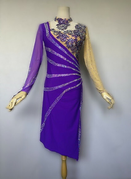 社交ダンス　ラテンのデモドレス。Mサイズ 社交ダンスラテンドレスM 豪華 社交ダンスドレス 黒ラテンドレス S