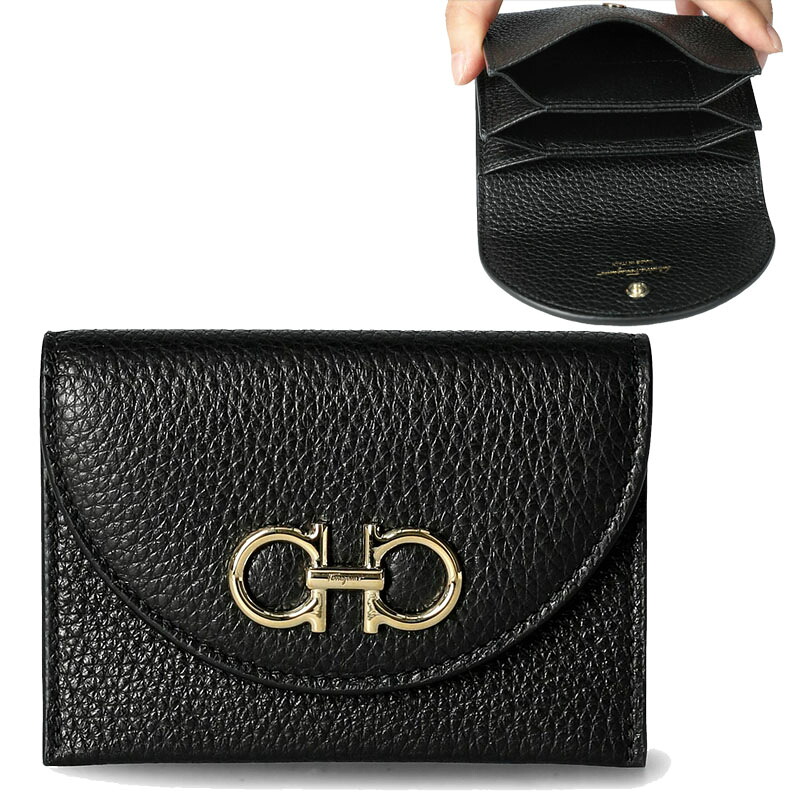 HE\u0026SHE [貨物輸送無料] FERRAGAMO★レディースガンチニカードケース 歌留多入れ 歌留多保持者 定期いれ・名刺入れ 2つ折り 折りたたみ レディース なめし革紙入れ スモール ミニ紙入れ 220332 0750354