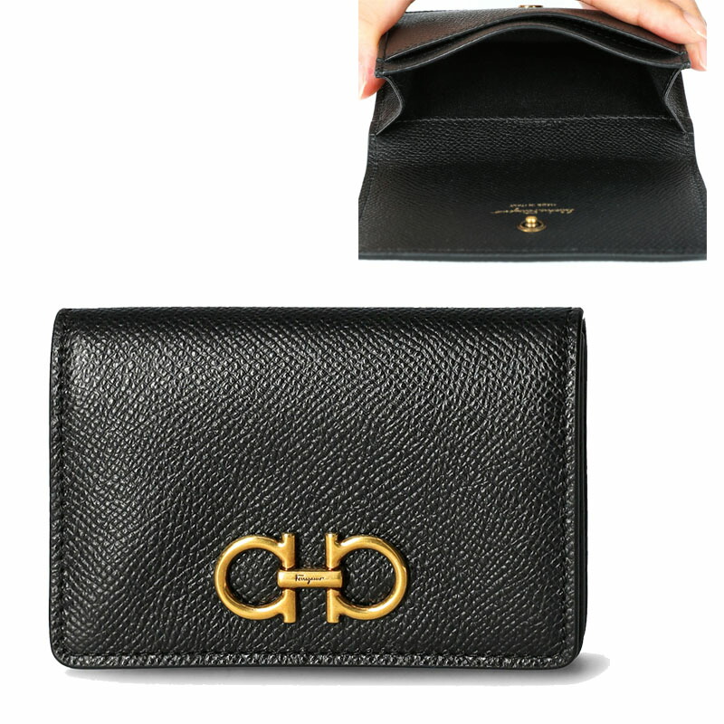 HE\u0026SHE [貨物輸送無料] FERRAGAMO★レディースガンチニカードケース 歌留多入れ 歌留多保持者 定期いれ・名刺入れ 2つ折り 折りたたみ レディース なめし革紙入れ スモール ミニ紙入れ 220332 0750354