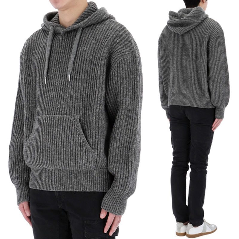 HE&SHE [送料無料] AMI PARIS アミパリス メンズフードウールビスコースセーター MAN'S HOOD WOOL VISCOS SWEATER カジュアル クラシック プレゼント ホワイトデー バレンタインデー クリスマス パーカー ニット HKS814 055｜HE＆SHE