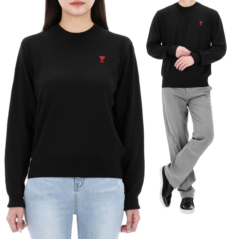 HE&SHE [送料無料] AMI PARIS アミパリス スモールハートロゴクルーネック SMALL HEART LOGO CREW NECK KNIT ユニセックス メンズ レディース カジュアル クラシック プレゼント ホワイトデー バレンタインデー クリスマス スウェットシャツ BFHKS111 KN0025 001｜HE＆SHE