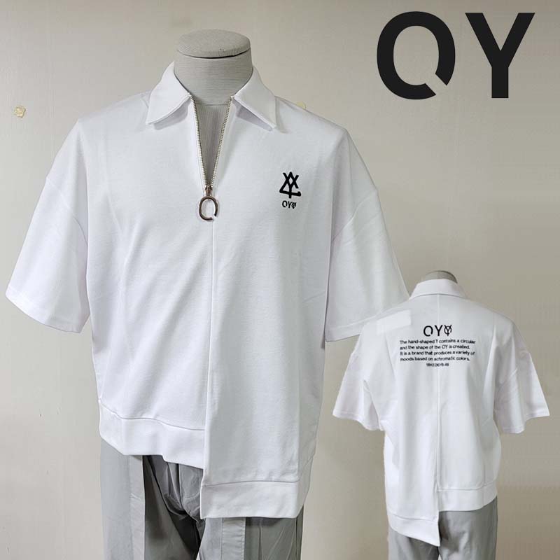 HE&SHE OY 【オーワイ】 [送料無料] ZIPPER COLLAR T ジッパーポロシャツ カットソー ビックシルエット オーバーサイズ オーバーフィット ユニセックス ストリート カジュアル 夏 アンバランス