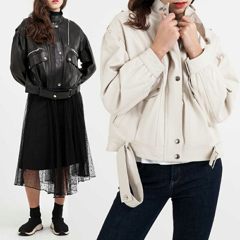 HE&SHE [送料無料] MINSMER [IJ-09] LOOSE FIT LAMB SKIN RIDER JACKET ルーズフィットラムスキンライダージャケット レディース 女性 女子 ストリート カジュアル アウター 大人気 レザージャケット 韓国ブランド 韓国ファッション｜HE＆SHE