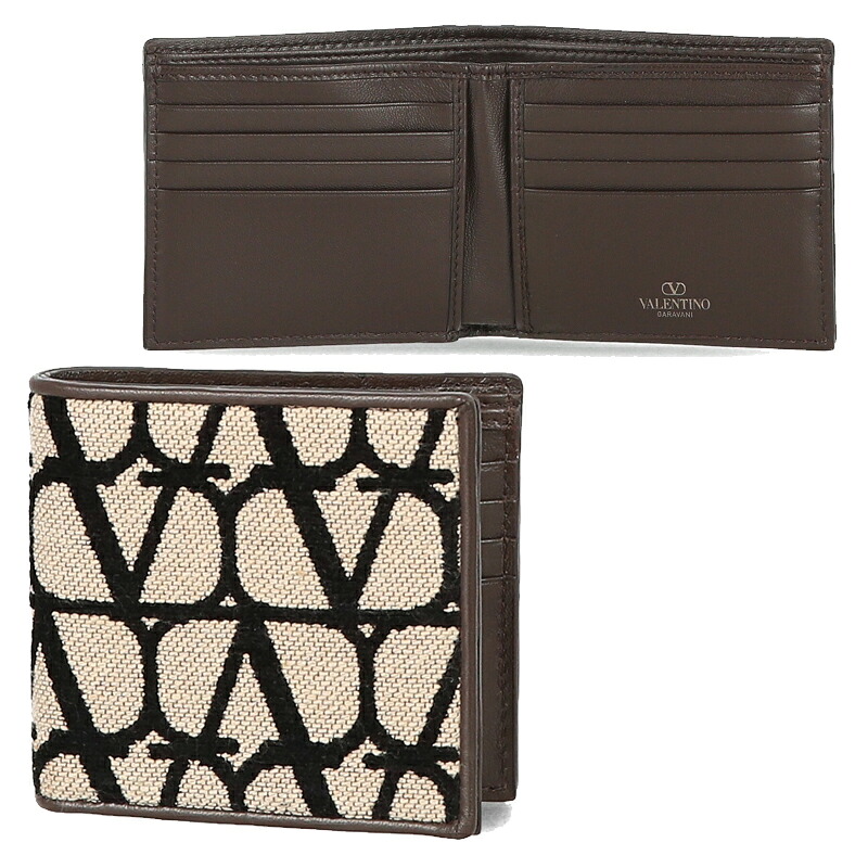 HE\u0026SHE [貨物輸送無料] VALENTINO★Vロゴタイプ紙入れ 2つ折り紙入れ 折りたたみ紙入れ 3Y2P0654 WAW 6ZN レディース なめし革紙入れ 歌留多入れ スモール
