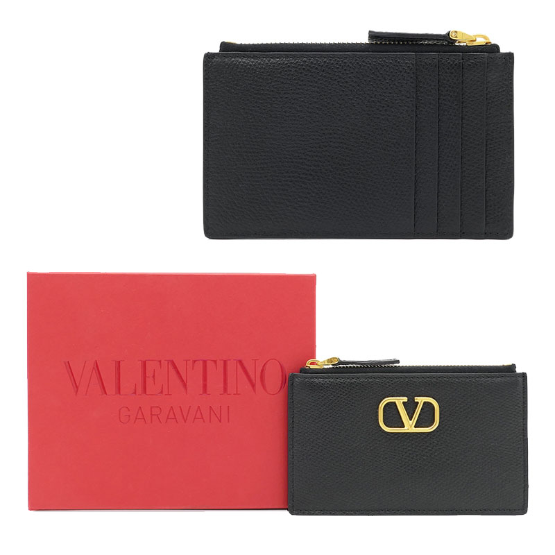 HE&SHE [送料無料] VALENTINO★ バレンチノ V LOGO ZIPPER CARD CASE Vロゴジッパーカードケース レザー財布 カード入れ スモール 3W2P0W17 SNP 0NO｜HE＆SHE