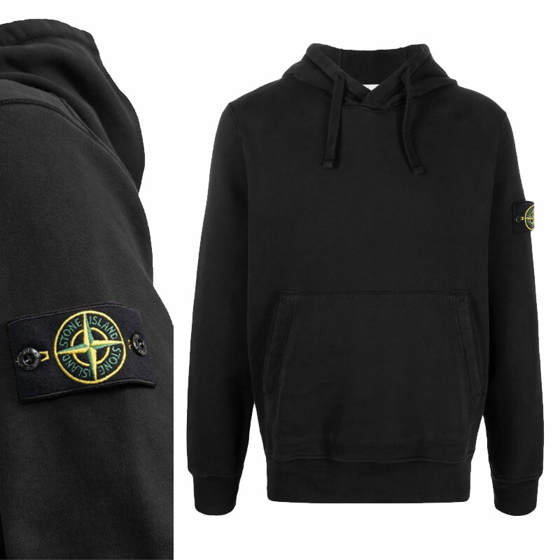 ストーンアイランド Stone  ロゴ 裏起毛 フーディ パーカー STONE ISLAND (ストーンアイランド) 裏毛 ロゴパッチ ポケット