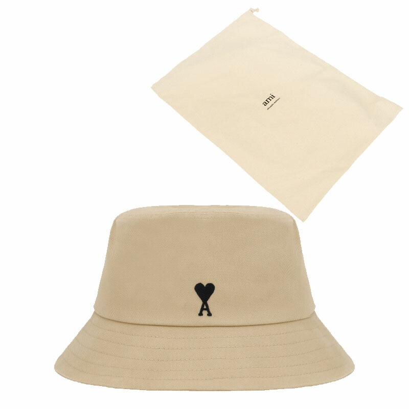 新品！AMI PARIS★ロゴ プレート バケット ハット AMI Parisのオフホワイト 'AMI' Patch ニット バケットハットが