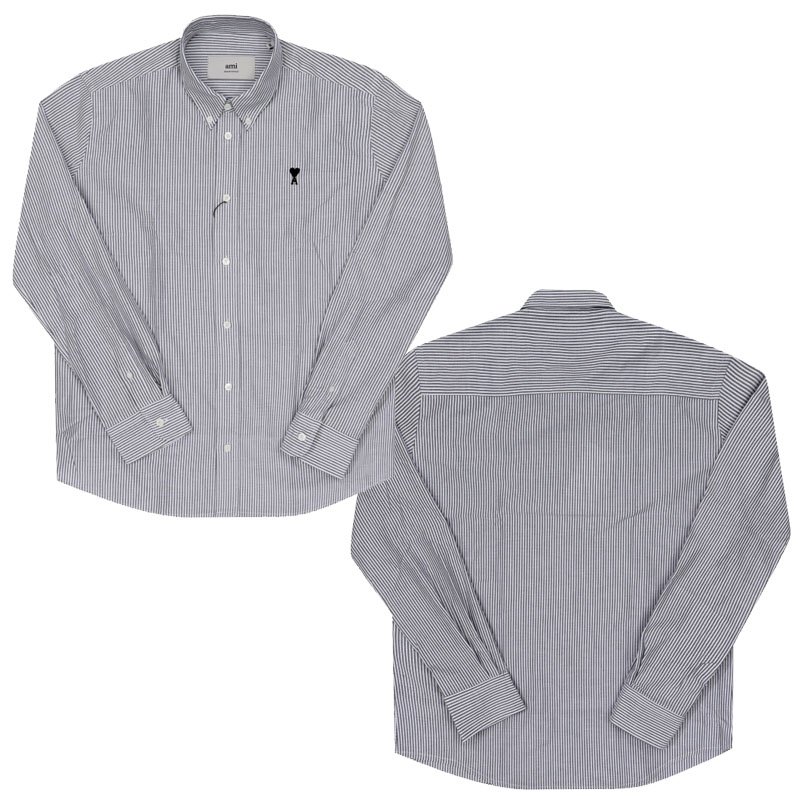 amiparis アミパリ ストライプ柄 ハート刺繍 長袖シャツ amiparis アミパリ ストライプ柄 ハート刺繍 長袖シャツ