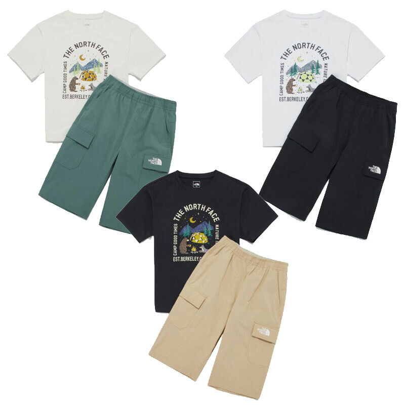 ノースフェイス THE NORTH FACE KOREA 【正規品】 25SS キッズハイクカプリセット K'S HIKE CAPRI CREW SET 子供 男の子 女の子 カジュアル 上下セット 韓国 HE&SHE [送料無料] NT7UR19｜HE＆SHE
