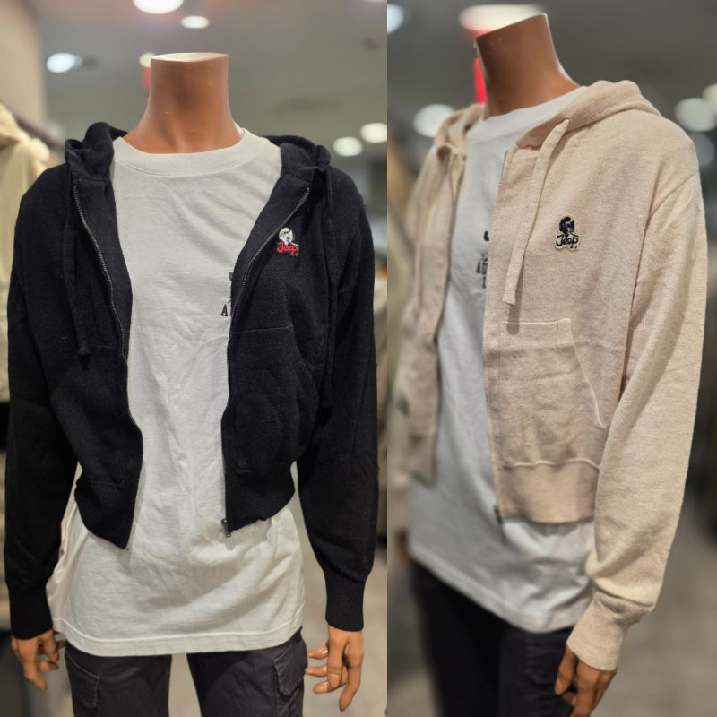 ジープ JEEP ウーマンニットフードジップアップ W'S KNIT HOOD ZIP-UP レディース 女性 女子 カジュアル オーバーサイズ ジップアップパーカー フーディ HE&SHE [送料無料] JP4TZF301｜HE＆SHE