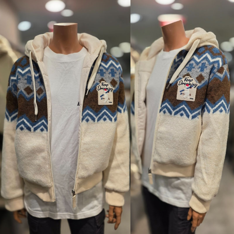 ジープ JEEP ウーマンジャカードニットボールパーディングジャンパー W'S JACQUARD KNIT BALL PADDING JUMPER レディース 女性 女子 カジュアル オーバーサイズ ジップアップパーカー フーディ HE&SHE [送料無料] JP4JPF301