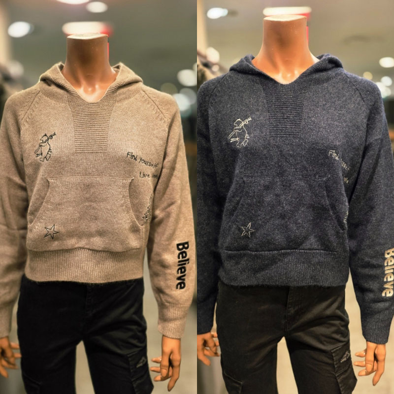 ジープ JEEP 成人女性グラフィック刺しゅうボンネット編み物 W\u0027S GRAPHIC EMBROIDERY HOOD KNIT レディース 亭主もち お嬢さん 心地よい フーディ パーカー プルオーバー トップス HE\u0026SHE [貨物輸送無料] JP4KTF301