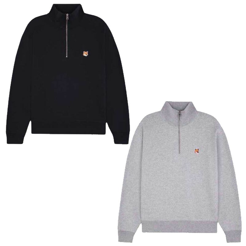 MAISON KITSUNE メゾンキツネ FOX HEAD HALF ZIP-UP フォックスヘッドハーフジップアップ カットソー カジュアル クラシック ユニセックス メンズ レディース HE&SHE [送料無料] MM00314KM0001｜HE＆SHE 19,512円