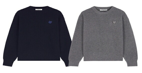 MAISON KITSUNE メゾンキツネ BOLD HEAD FOX WAFFLE KNIT ボルドヘッドフォックスワッフルニット セーター カジュアル クラシック ユニセックス メンズ レディース HE&SHE [送料無料]メゾンキツネメンズニット２カラー　ラウンドネック｜HE＆SHE