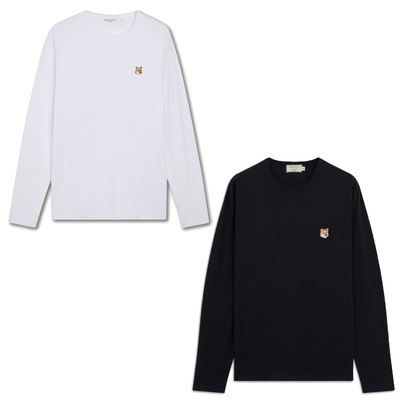 MAISON KITSUNE メゾンキツネ FOX HEAD PATCH RAGULER LONG SLEEVE T フォックスヘッドレギュラー長袖Tシャツ カットソー カジュアル クラシック ユニセックス メンズ レディース HE&SHE [送料無料] FU00163KJ0010 P100｜HE＆SHE