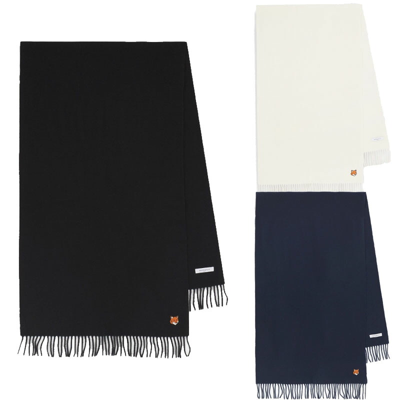 MAISON KITSUNE FOX HEAD MUFFLER メゾンキツネ フォックスヘッド?マフラー トリーカラー カジュアル クラシック ユニセックス メンズ レディース HE&SHE [送料無料]